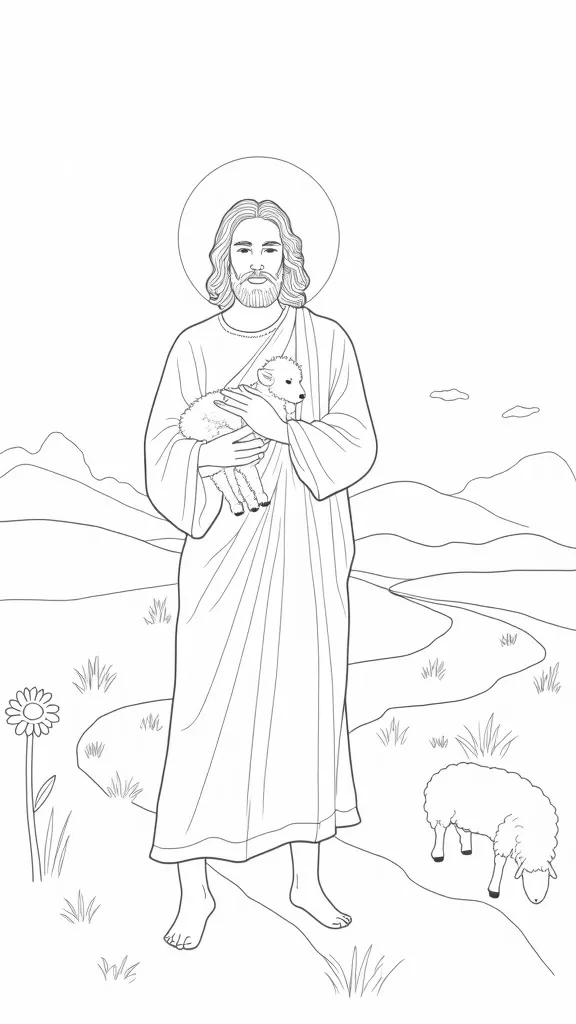 coloriage de Jésus le bon berger